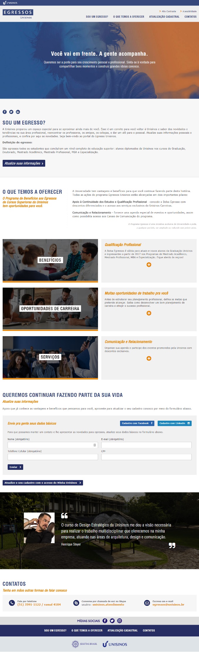 Unisinos Graduates Web Portal Main Page